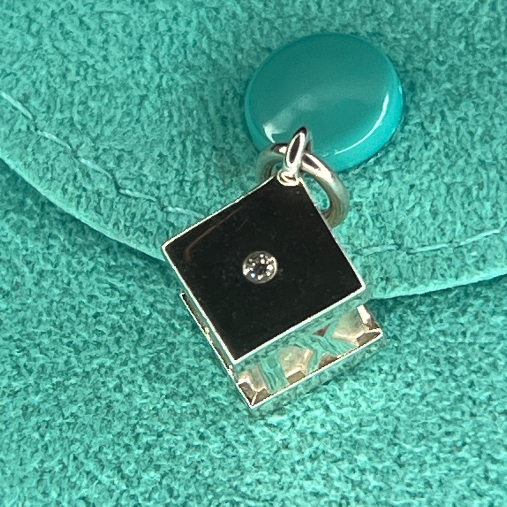 Tiffany & Co. Diamond  Sterling Silver 925 Atlas Cube Charm Pendant